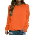 thumbnail image 1 of Women's Solid Color Raglan Sleeve Crewneck Pullover, Soft Breathable Oversized Drop Shoulder Cropped Sweatshirt, Casual Loose Fit Top for Everyday Wear, Loungewear and Street Fashion Orange XXL, 1 of 4