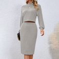 thumbnail image 1 of Women's Solid Color Ribbed Long Sleeve Top And Bodycon Skirt Set Swimsuit Women Suit Skirt Women Wedding Pants Suit Set Womens Swimsuits with Skirt Swim Frocks Women plus Skirt Suits Dress Swimming, 1 of 6