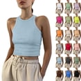 thumbnail image 1 of Women's Solid Color Ribbed Sleeveless Tank Top Beige L, 1 of 5