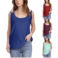 thumbnail image 1 of Women's Solid Color Round Neck Casual Sleeveless Tank Top Comfy Breathable Summer Outfits | CSEONE,Red M, 1 of 7