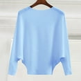 thumbnail image 1 of Women's Solid Color Round Neck Knit Sweater, Tummy Control Waist Shaping Pullover, Soft Stretchy Figure Flattering Slim Fit Top for Autumn Winter Daily Wear and Office Outfits Sky Blue XL, 1 of 9
