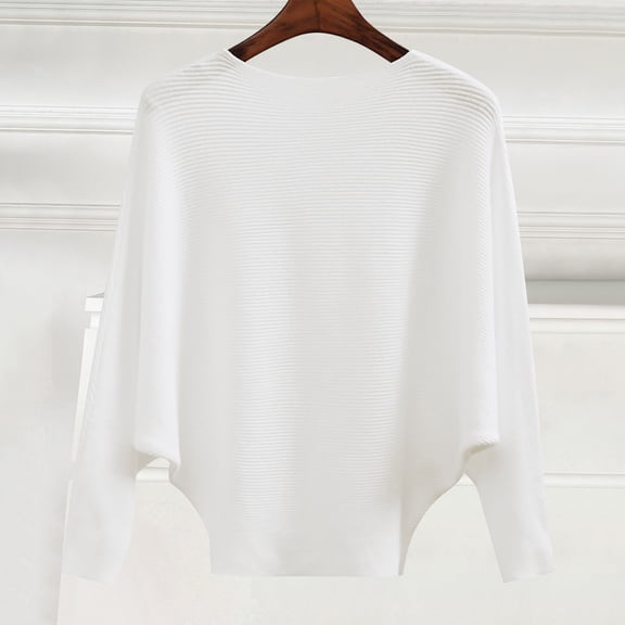 Women's Solid Color Round Neck Knit Sweater, Tummy Control Waist Shaping Pullover, Soft Stretchy Figure Flattering Slim Fit Top for Autumn Winter Daily Wear and Office Outfits White XXL