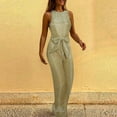 thumbnail image 1 of Women's Solid Color Round Neck Sleeveless Slim Fit Sequin Silver Point Jumpsuit Wide Leg Pants Jean Suits Fabric Overalls Pantsuit Elegant for Women Jumpsuits Clueless Jumpsuit Jugging Suits Women, 1 of 4