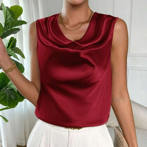 Women's Solid Color Round Neck Sleeveless Tank Top for Summer Casual Wear