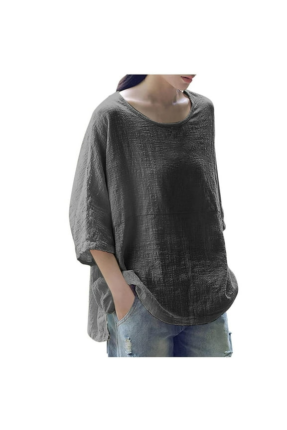 Women's Solid Color Round Neck Three Quarter Sleeve Pullover T-Shirt Casual Top Comfortable Fit Soft Daily Wear Home Work Versatile Outfits Modern Design Easy Care All Season Wear Trendy Style
