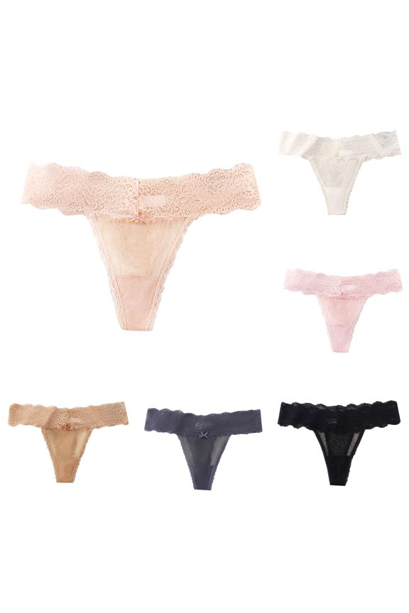 Women's Solid Color Seamless Comfortable Breathable Lace Triangle Briefs Women's Bikini Panties M