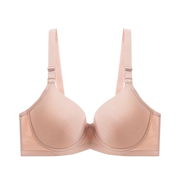 Women's Solid Color Seamless Sag-Proof Bra Thin Underwear Wireless Push up Smoothing Daily Bra Comfy Bras for Lady Large Bust Beige 36