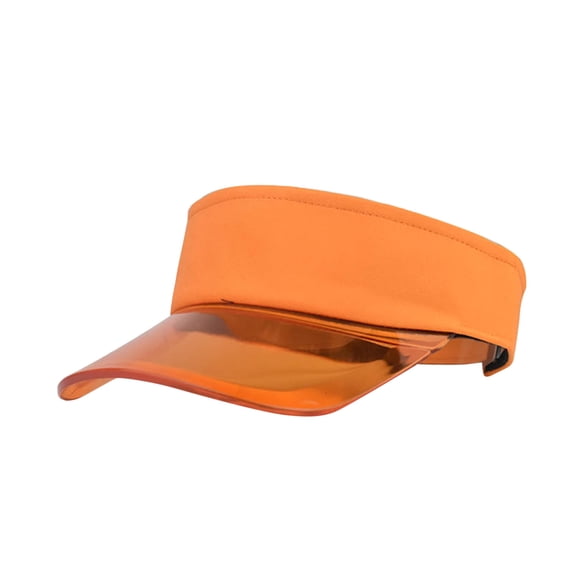 Women's Solid Color See-Through Visor Cap, Adjustable Sun Hat with Empty Top Design for Running, Outdoor Activities, and Summer UV Protection, Lightweight and Breathable Sporty Style Orange