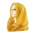 thumbnail image 1 of Women's Solid Color Sequin Head Scarf, Lightweight Sparkly Shawl Wrap, Sheer Glitter Scarf, Evening Party Headwear, Stage Performance Scarf, Delicate Dressy Accessory - Yellow, 1 of 4