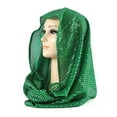 thumbnail image 1 of Women's Solid Color Sequin Head Scarf, Lightweight Sparkly Shawl Wrap, Sheer Glitter Scarf, Evening Party Headwear, Stage Performance Scarf, Delicate Dressy Accessory - Green, 1 of 4