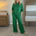thumbnail image 1 of Women's Solid Color Sequin Set, 2 Piece Sparkly Sweatshirt and Pants Outfit, Lounge Wear Coordinated Set, Shiny Jogger Set, Casual Matching Set, Comfortable Two-Piece Ensemble Green, 1 of 9