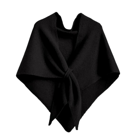 Women's Solid Color Shawl - Pashmina Shawl Wraps Women Knitted Shawls and Wraps Cardigan Cape Wool Sweater Shawl Scar Black