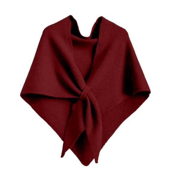 Women's Solid Color Shawl - Pashmina Shawl Wraps Women Knitted Shawls and Wraps Cardigan Cape Wool Sweater Shawl Scar Wine
