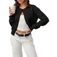 thumbnail image 1 of Women’s Solid Color Short Cardigan Sweater – Single-Breasted Long Sleeve Knit Top for Casual Wear Layering, 1 of 6