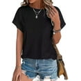thumbnail image 1 of Womens Short Sleeve Tops Black XXL, 1 of 6