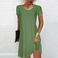 thumbnail image 1 of DailyTrove Women's Solid Color Short Sleeve Midi Dress, Casual Daily & Lounge Wear, Soft Modal Blend, Plus Size Friendly, 1 of 6