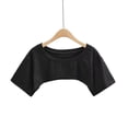 thumbnail image 1 of Women's Solid Color Short Sleeve T-Shirt, One Size, Cotton, White/Black, Casual Summer Wear, 1 of 9