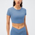 thumbnail image 1 of Women's Solid Color Short Sleeve Yoga T Shirt Compression Fit High Elasticity Ideal For Running And Fitness Loose Casual Tee Women Women's Shirt Long Sleeve Comfort Long Sleeved Tops Womens Fit Mom, 1 of 4