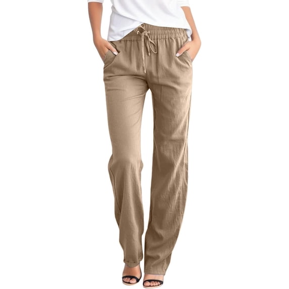 Women's Solid Color Simple Series Trousers Trendy Drawstring Wide Leg Pants Casual Comfy Versatile Vacation Travel Pants
