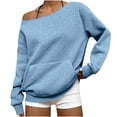 thumbnail image 1 of Women's Solid Color Slanted Shoulder Long Sleeve Sweatshirt Jacket Casual Top, 1 of 6