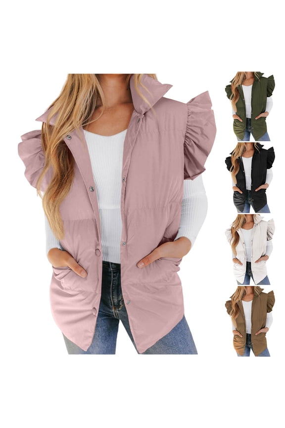 Women's Solid Color Down Sleeveless Jacket with Pockets, Sleeveless Vest Gilet Waistcoat, Lightweight Warm Puffer Jacket for Women, Casual Outerwear | CSEONE,Green XL