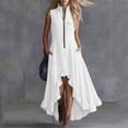 thumbnail image 1 of Women's Solid Color Sleeveless Lapel Zipper Jumpsuit Long Skirt Casual Fashion, 1 of 7