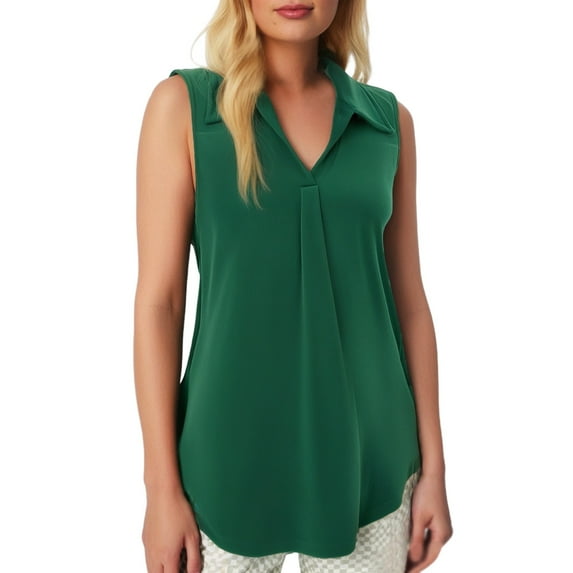 Women's Solid Color Sleeveless Pleated T-Shirt with Chest Button - Casual Comfortable Everyday Wear, Multiple Sizes