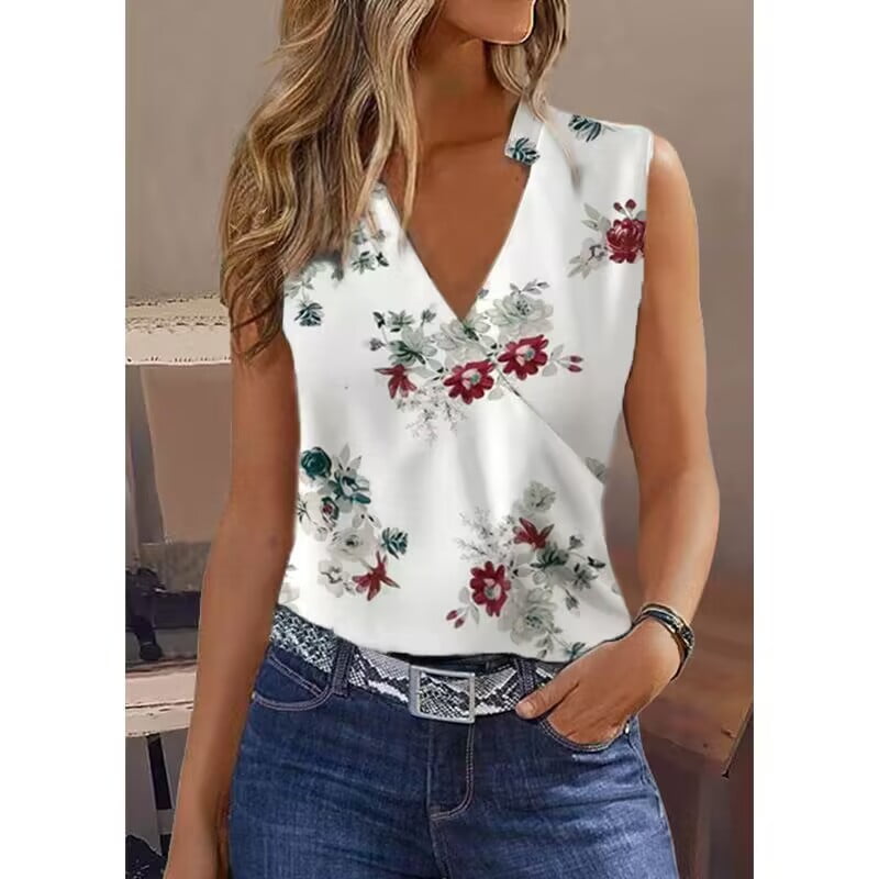 Women's Solid Color Sleeveless Shirt Women's Collar Vest - Walmart.com