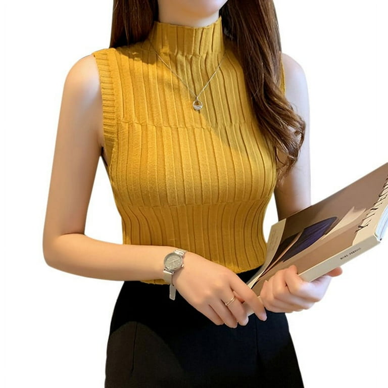 Gold sleeveless turtleneck store