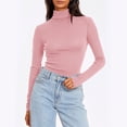 thumbnail image 1 of Women's Solid Color Slim Fit Long Sleeve Turtleneck Top | Comfortable Stretch Basic Shirt | 18 Colors, 1 of 7