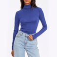 thumbnail image 1 of Women's Solid Color Slim Fit Long Sleeve Turtleneck Top | Comfortable Stretch Basic Shirt | 18 Colors, 1 of 7