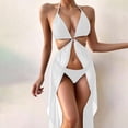 thumbnail image 1 of "Women's Solid Color Slim Fit Triangle Swimsuit Bikini Set For Beach And Pool" Bathing Suites Womens Bathing Suit for Women plus Size plus Size Swimsuits for Women plus Size Swim Shorts for Women, 1 of 7