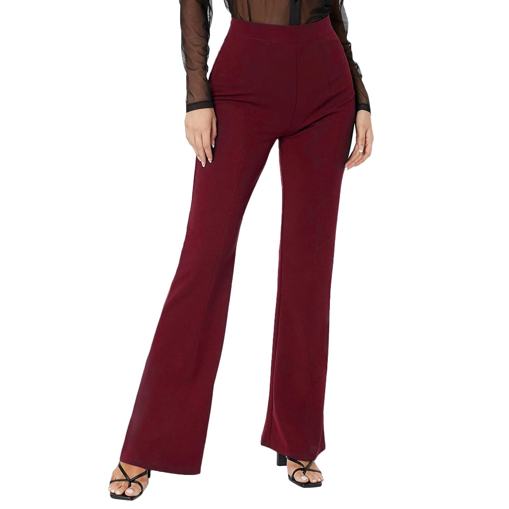 Women's Solid Color Slim Fit Wide Leg Pants Dress Pants Loose Business