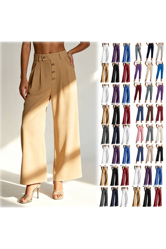 Women's Solid Color Soft Linen Blend Stretch Straight Leg Ankle Pants, Button Fly Elastic Stretchy Waistband, Functional Side Pocket Casual Relaxed | TruHer,White 2XL
