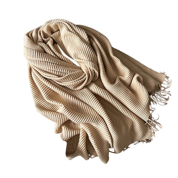 Women's Solid Color Soft Skin Friendly Scarf with Pleated Scarf Warm Winter Scarf Unisex Men Women Scarf for Women Fall Winter Scarves Warm Large Pashmina Lightweight Shawls and Wraps