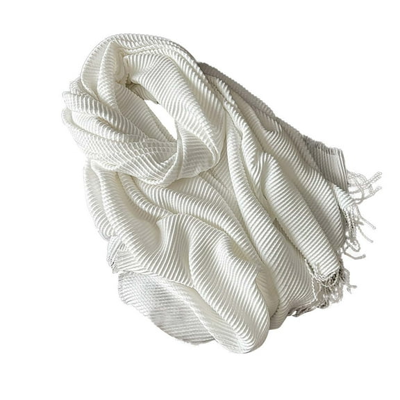 Women's Solid Color Soft Skin Friendly Scarf with Pleated Scarf Warm Winter Scarf Unisex Men Women Scarf for Women Fall Winter Scarves Warm Large Pashmina Lightweight Shawls and Wraps