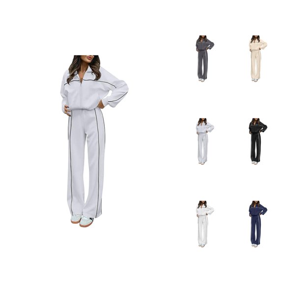 Women's Solid Color Sport Leisure Sweatshirt Casual Two Piece Suit For Autumn And Winter Capri Pants For Women Petite