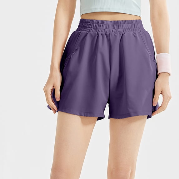 Women's Solid Color Sports Shorts Casual Running Outdoor Fitness Pants High Waist and Hip Lift Home Shorts