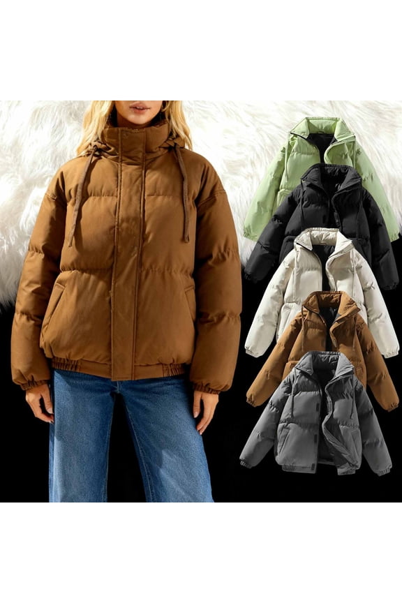 Women's Solid Color Stand Collar Parkas Jackets Coats with Zipper Pockets Long Sleeve Hoodless Casual Winter Warm Outwear for Daily Commute Travel Fashion Outerwear | Aestivo,Black XL