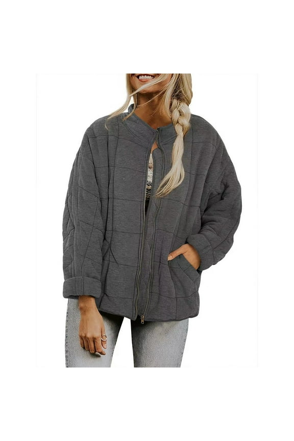 Women's Solid Color Stand Jacket Loose Pocket Jacket Jacket Maternity down Winter Jacket down Coats Women Jackets for Fall Oversized Thigh Length Womens Coat with Zippers Olive Jacket Women plus Size