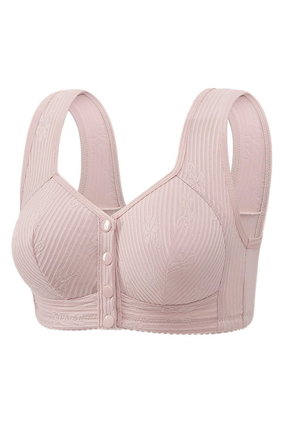 Womens Front Closure Bras Wireless Seamless Solid Color Plus Size Bra No Underwire Breathable Comfortable Everyday Bralettes Gray 50