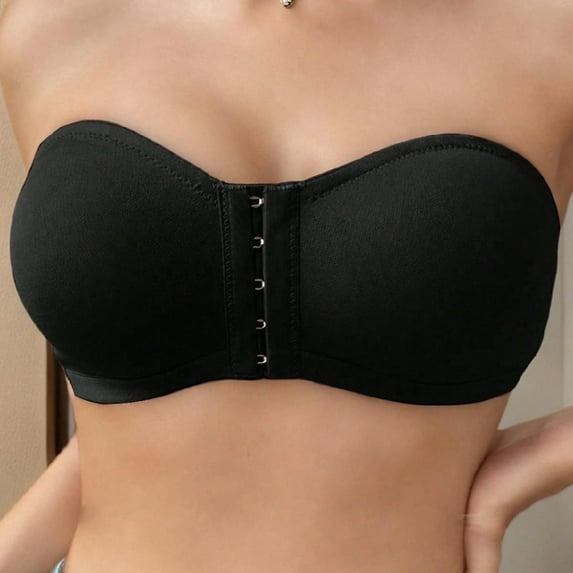 Women's Solid Color Strapless Bra with Side Buckle Tube Top for Daily Wear