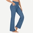 thumbnail image 1 of Women's Solid Color Stretch Denim-Like Leggings with Four Pockets for Fitness and Casual Wear, 1 of 9
