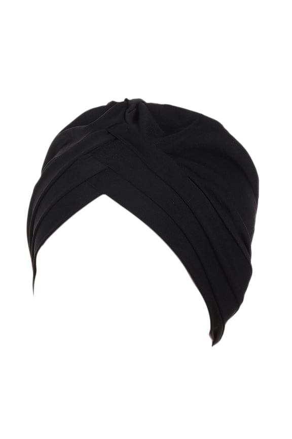 Women's Solid Color Stretch Turban Cap, Comfortable Head Wrap for Daily Wear, Modest Fashion, and Quick Hairstyle, Soft and Breathable Fabric for All-Day Comfort Black