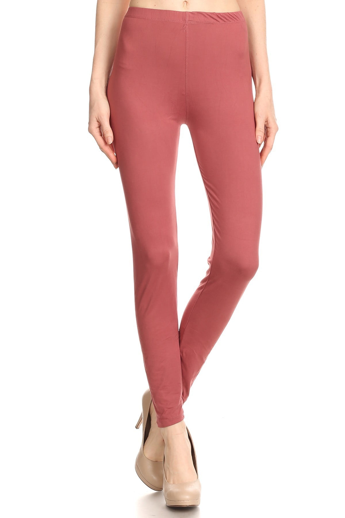 Women s Solid Color Stretchable Peach Skin Fabric Leggings for
