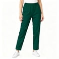 thumbnail image 1 of Women's Solid Color Stretchy Scrub Pants Elastic Waist With Multi Side Pockets Relaxed Straight Cut Comfortable Uniform Bottoms For Nursing Workplace Army Green L, 1 of 7