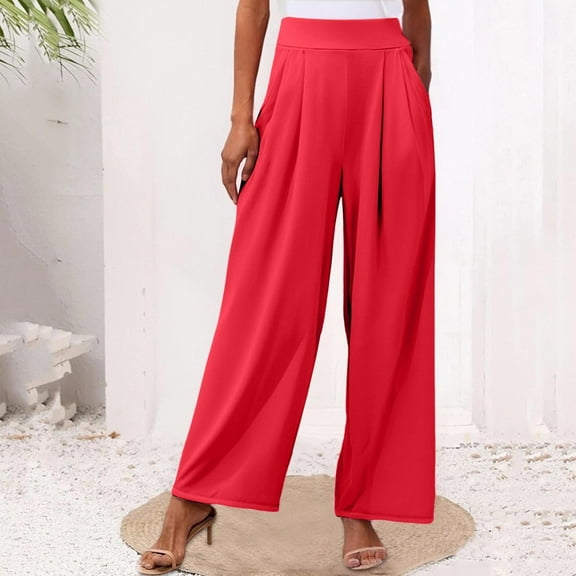 Women's Solid Color Stretchy Wide Leg Long Palazzo Pants Womens Pants Casual Work Womens plus Sweatpants Cargo Pants for Women Womens Pants for Work Business Casual Women Casual Pants Petite