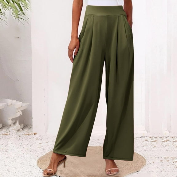Women's Solid Color Stretchy Wide Leg Long Palazzo Pants Womens Pants Casual Work Womens plus Sweatpants Cargo Pants for Women Womens Pants for Work Business Casual Women Casual Pants Petite