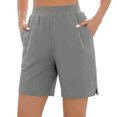 thumbnail image 1 of Women's Bermuda Shorts, High Waist Basic Stretch Casual Bottoms Knee Length Summer Athletic Shorts with Pockets Gray XXXL(XXXL), 1 of 9