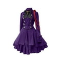 thumbnail image 1 of Women's Solid Color Style Halloween Long Sleeved Ruffled Hem Big Dress Purple, 1 of 5